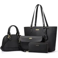 OKWISH Henkeltasche Umhängetasche Tragetasche Aktentasche Handtasche (Arbeitstasche Messenger-Tasche Top Griff mit Schultergurt, 4-tlg., Bürotasche, Ledertasche, Unitasche, Freizeittasche, Kunstleder), für Frauen Arbeit Business Schule Büro Reisen us