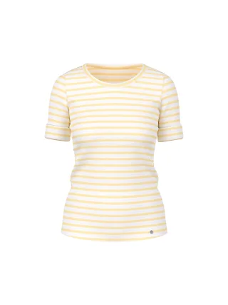 Marc Cain Additions - Ringel-T-Shirt aus Baumwoll-Ripp flan - Gr. - 46