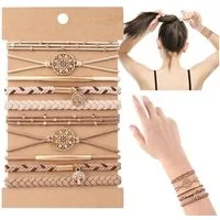 nsihing Haargummi 10 Stück Haargummi Damen, Elastische Geflochtene Haargummis, für Mädchen mit Perlen, Boho Haargummi für Langes Haar