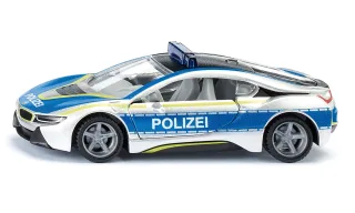 siku 2303 BMW i8 Polizeiauto Metall/Kunststoff 1:50 Blau/Silber Flügeltüren zum Öffnen Wechselbare Räder Gummierte Reifen