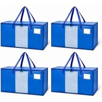 relaxdays Aufbewahrungstasche Umzugstasche 100 Liter (4-tlg), blau, 4er Pack
