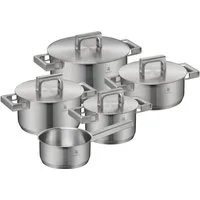WMF Topf-Set Ultimate Cool+ Induktion, Kochtopf Set mit Edelstahldeckel, Cromargan® Edelstahl Rostfrei 18/10 (Set, 9-tlg), Induktionstöpfe Set unbeschichtet, wärmereduzierende Cool+ Griffe