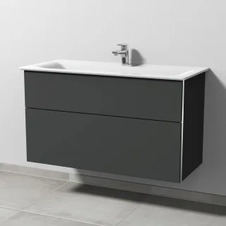 Sanipa 3way Waschtischunterbau zu Ideal Standard Connect Air Waschtisch mit 2 Auszügen, Graphit-Matt BP6431B