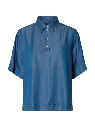 selected women - SLFJANNA 2/4 POLO SHIRT Medium Blue Denim - Gr. - 38