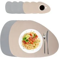 relaxdays Platzset Platzdeckchen mit Untersetzern 6er Set, (12-St), Grau-Beige, Oval