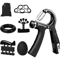 MOPUEA Handmuskeltrainer Handmuskeltrainer 7St Griffkraft Training Finger Hand Unterarm Fitness (7-teiliges Handtrainer Set Griffstärke Finger Hand Training, Handgriff Trainingsset für Kraft Aufbau Finger Handgelenk Unterarm), Verstellbar Zähler trag