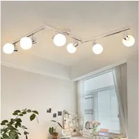 ZMH Deckenstrahler 6 Flammig Deckenleuchte E14 Morden Schwarz/Weiß Glas Wohnzimmer, Einfache Installation, ohne Leuchtmittel, Innen Vintage 350°Schwenkbar Deckenspots