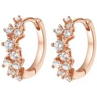 Hey Happiness Paar Creolen Zirkonia Ohrringe, 18K Vergoldetes Silber, Kleine Silber 925er Ohrringe Damen Kristalle, Brautschmuck
