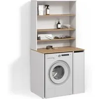 Livinity® Waschmaschinenumbauschrank Paolina, Weiß/Artisan, 93.6 x 88.2 cm 2 Teile mit Schrank und Regal (1-St)