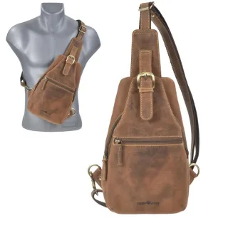 Crossbody Bag Herren Leder Vintage Slingbag antikbraun | Greenburry Umhängetasche Brusttasche Männer Damen 1558-25