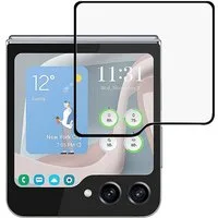 Wigento Handyhülle Für Samsung Galaxy Z Flip7 FE / Flip6 Small Screen 3D Schutz Hart Glas, Display Schutz Glas