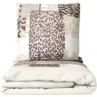 Leonado Vicenti Bettwäsche 135x200 cm flauschig warm, Fleece, 2 teilig, Tierdruck im Patchwork Stil Leopard & Zebra