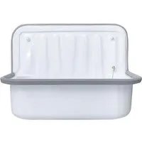 Belvit Waschbecken BV-SB5808 (einzel, 1-St), Belvit Spülbecken Stahl weiß 50,5 cm mit Stoßfänger und