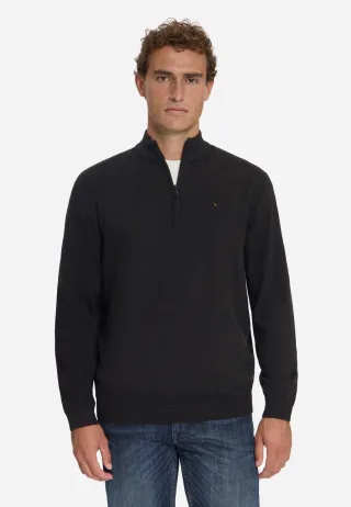 No Excess - Pullover Half Zip Melange Dark Brown - Gr. - XXXL
