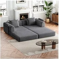 OKWISH Schlafsofa Modernes Chenille-Sofa 2-in-1, mit integriertem Stauraum – mit stabilen Metallrahmen & flexiblem Design für individuelle Raumgestaltung 2 Teile, mit Relaxfunktion