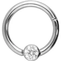 PIERCINGLINE Nasenpiercing Titan Segmentring Clicker FLACHE KRISTALLDISC Ohrpiercing Septum Nase (Clicker, 1-tlg), Ohrpiercing für Conch, Helix, Tragus, Daith, Lobe