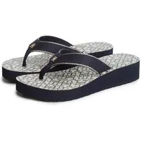 Tommy Hilfiger TH MONOGRAM MID WEDGE SANDAL Zehentrenner Sommerschuh, Dianette mit logobedruckter Innensohle