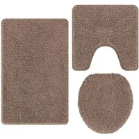 vidaXL Badematte Anti-Rutsch Badematten-Set 3 pcs Braun PP, Höhe 0.2 mm, Polypropylen
