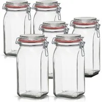 BigDean Einmachglas 6x Vorratsgläser 1,5L Deckel & Bügelverschluss Made in Germany, Glas, (Set, 6-tlg., Einmachgläser), Einweck Glas, Bügelverschluss, Luftdicht mit Kautschuk Dichtung