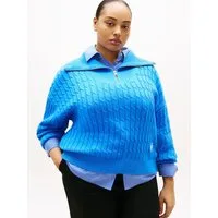 Tommy Hilfiger Curve Troyer CRV CO CABLE MID GG 1/2 ZIP SWT in großen Größen, mit Zopfmuster