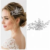 Bomiclss Haarspange Haarkamm Haarschmuck Braut Hochzeit Haarkämme Frauen Strass, Perle Braut Haarschmuck Silber Blume Silber Kristall Hochzeit Haar