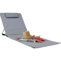 relaxdays Gartenliege Strandmatte XXL mit Kopfkissen, grau