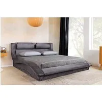 riess-ambiente Polsterbett SWING 180x200cm grau - Samt, mit Stauraum & Lattenrost, Veloursstoff (Einzelartikel, 1-tlg), geschwungenes Rahmenbett · mit Nackenstützkissen & Bettkasten · Vogue
