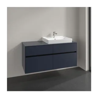 Villeroy und Boch Collaro Waschtischunterschrank C086B0VQ 140x54,8x50cm, Waschtisch rechts, LED-Beleuchtung 10,4W, marine blue