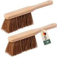 Hovedal Kehrgarnitur 2er Set Handfeger Kokos, Kokoshandfeger, Handbesen aus Holz, Feger mit Kokosborsten, Handfeger Kokos Holzhandfeger mit Naturborsten