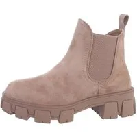 Ital-Design Damen Chelsea Freizeit Plateaustiefelette (80951276) Blockabsatz Chelsea Boots in Altrosa