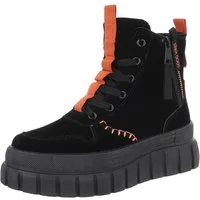 Ital-Design Damen Schnürschuhe Freizeit Schnürstiefelette (87417825) Flach Stiefeletten in Schwarz