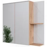 Vicco Badezimmerspiegelschrank Irma, Goldkraft Eiche/Weiß Hochglanz, 80 x 75 cm (1-St)