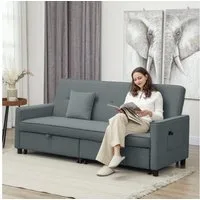 HOMCOM Schlafsofa 3-in-1 Klappsofa mit Schlaffunktion, verstellbare Rückenlehne, 3-Sitzer-Schlafcouch 1 Teile, für Wohnzimmer, Schlafzimmer, Grau