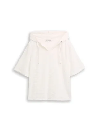 Tom Tailor - Loose Fit Jacquard Hoodie Sweatshirt whisper white - Gr. - XL