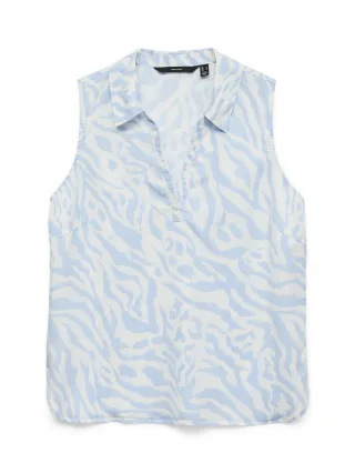 VERO MODA - VMHARPER SL COLLAR SHORT TENCEL TOP GA Snow White - Gr. - XS