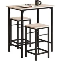 SoBuy Essgruppe OGT10, Küchentisch-Set für 2 Personen, Esstisch Essgruppe Gartentisch, Sitzgruppe Esszimmergruppe Bartisch Bistrotisch (Set, 3-tlg) Esszimmer