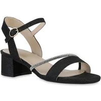 VAN HILL 21681137 SL DES102 Damen Sandaletten Black 37 Riemchensandalette Damen Riemchensandaletten Sandaletten Glitzer Strass Party