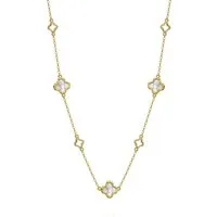 ROUGEMONT Silberkette Damen Kleeblatt Halskette 925 Sterling Silber Glücksbringer 45cm, Echtschmuck 925 Sterling Silber