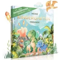 Eulentaler Freundebuch Kindergarten Dino I Von Erzieherinnen gestaltet I, Handgemalte Dinosaurier I Kinderfreundliche Gestaltung