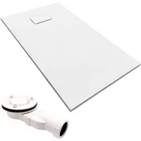 KOLMAN Duschwanne Rechteck VIDAR 100x80x3,2 Steinoptik, rechteckig, Verbundwerkstoff, Ablaufgarnitur GRATIS