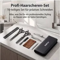 SURFOU Haarschere Friseurscheren Set 6,7 Zoll aus Edelstahl mit Effilierschere, (ergonomische friseurschere haarschneidescheren set mit etui haarschneideschere für haustiere, friseurschere mit schraube, schere für dickes haar), haarschneideschere für