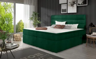 Boxspringbett Schlafzimmerbett FESTO 160x200cm Stoff Kronos Grün