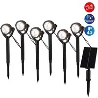 näve LED Solarleuchte Nomi, Ein-/Ausschalter, Tageslichtsensor, LED fest integriert, Warmweiß, Erdspieß 6er Set, inkl. Dämmerungssensor, Abstrahlwinkel: 90°, schwarz