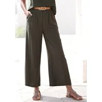 LASCANA Bundfaltenhose aus leichtem Leinenmix mit weitem, luftigem Bein mit Taschen und Knopfdetail, weites Bein, leichte Sommerhose