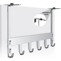 Elegear Kleiderhaken Türhaken türgarderobe zum einhängen Edelstahl kleiderhaken tür 6 Haken, Duschen, Wohnzimmer, Badzimmer, (1-St., 1), 40x22cm türgarderobe zum einhängen verstellbar für Türen,Badezimmer