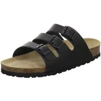 AFS-Schuhe 213323 Dreischnaller Pantolette für Damen mit Fußbett, bequeme Sandalen aus Leder