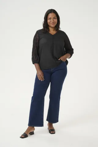 Langarm-Bluse Regular fit Black