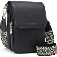 LuxusKollektion Handytasche Umhängetaschen Damen Handytasche Leder Kartenfächer Schwarz-3344