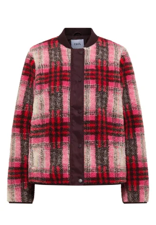 CECIL - Check Matmix Teddy Blouson 37749_berry_red - Gr. - XL