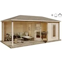Alpholz Gartenhaus Holz Set - 5-Eck Liwa, BxT: 614x317 cm, (Set), in Naturbelassen Inkl. Fußboden & Dacheindeckung